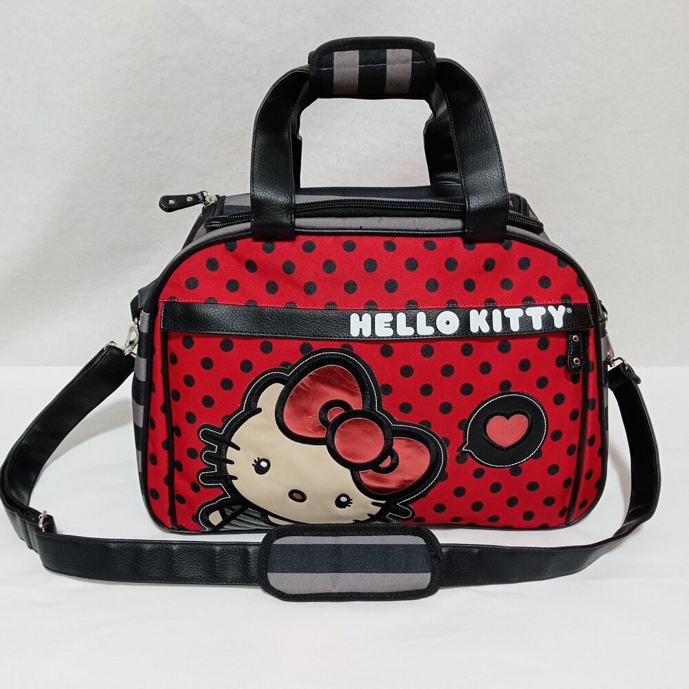 Loungfly Loves Hello Kitty Travel Duffle Weekend Bag Red Black Sanrio